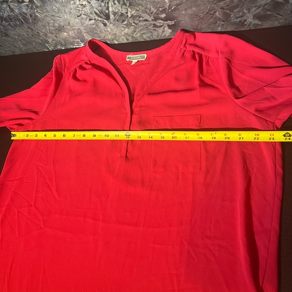 Pleione pink V-neck long sleeve rounded hem lightweight blouse tunic top XL - Picture 8 of 9